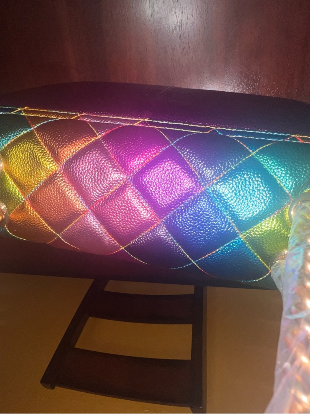 Kurt Geiger XXL Rainbow Multicolor Leather Chain Shoulder Bag NWT - Picture 13 of 17